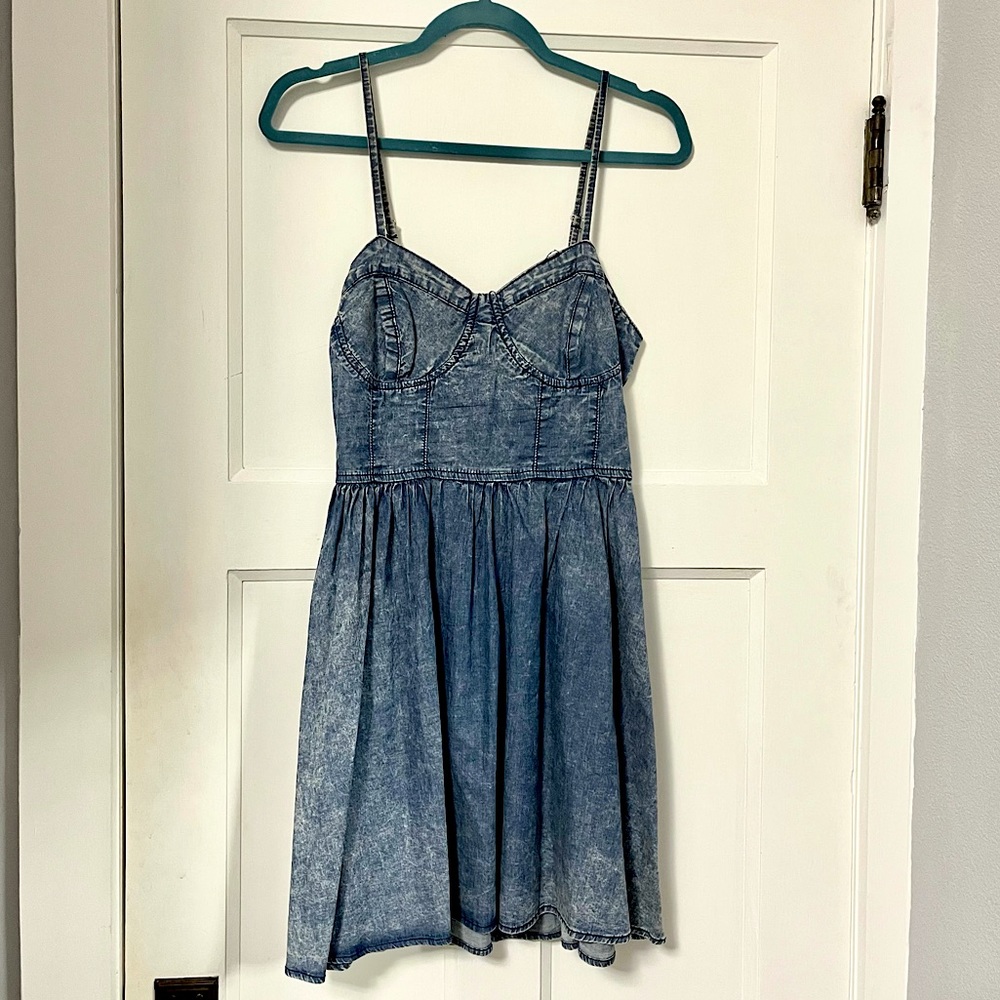 Denim Bustier Mini Dress Medium